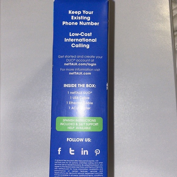 NET talk Duo smart digital home phone service NIB - Picture 2 of 4